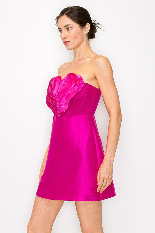 Strapless Short Satin Dress