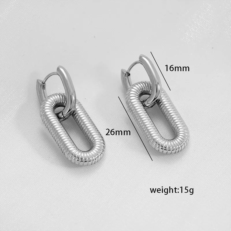 Ion Plating (IP) 18K Gold Plated Silver/Silver U Shape 304 Stainless Steel Hip-Hop Oversized Waterproof Non Tarnish Earrings