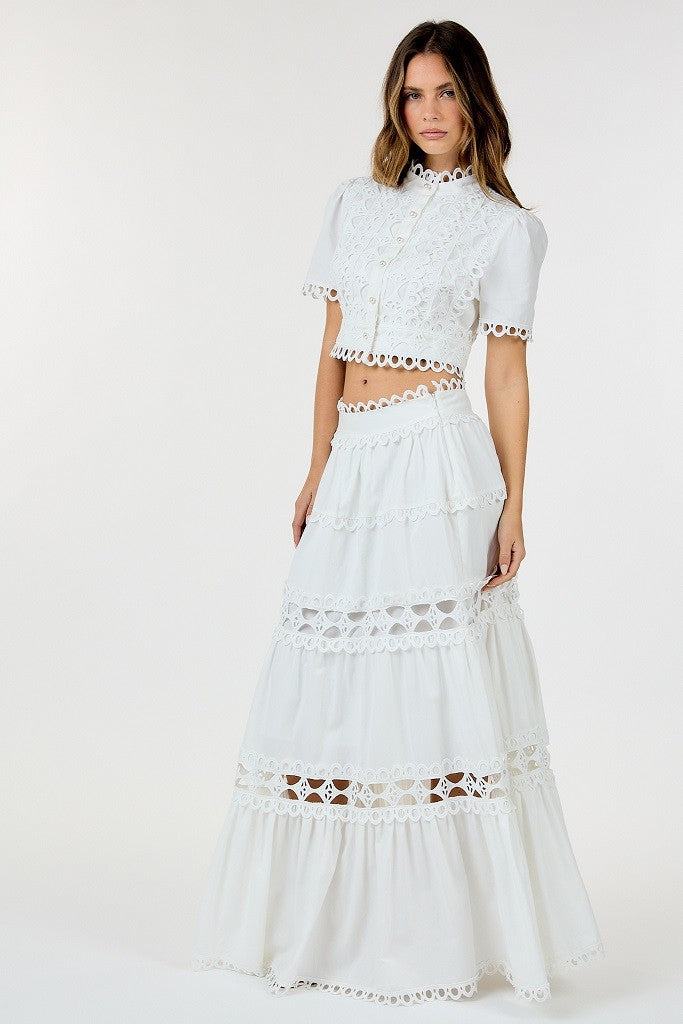 Lace Detail Two Piece Maxi Skirt Set