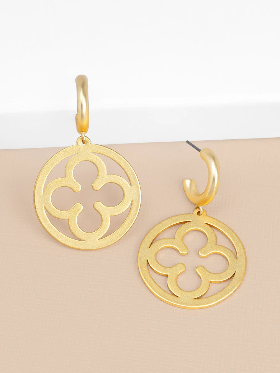 Matte Metal Clover Small Drop Earring