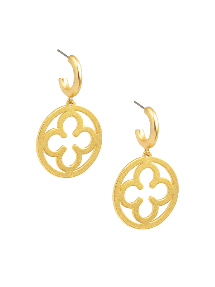 Matte Metal Clover Small Drop Earring