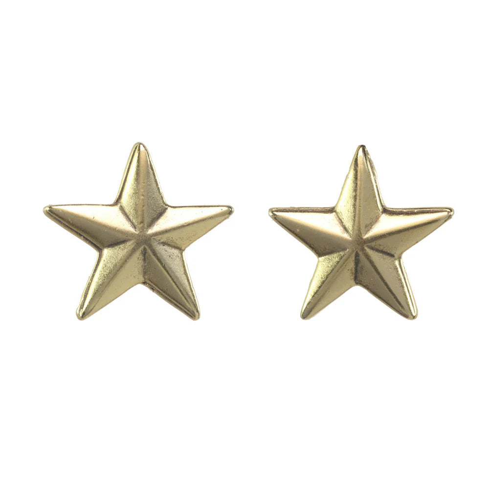 Mini Star Studs In Antique Gold