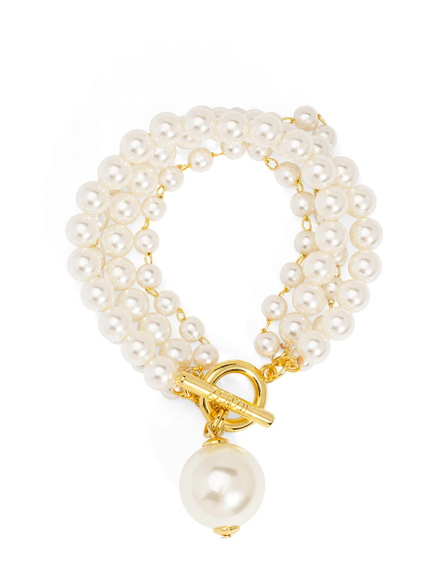 Multistrand Pearl Charm Toggle Bracelet