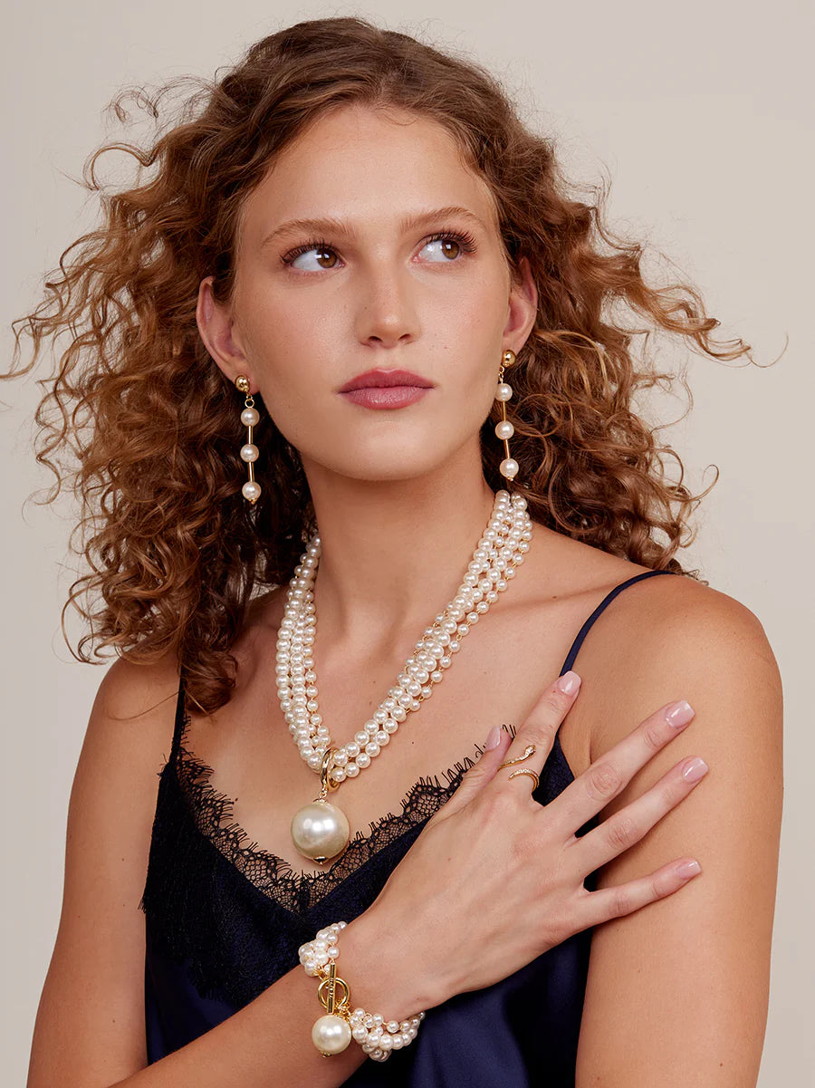 Multistrand Pearl Pendant Short Necklace
