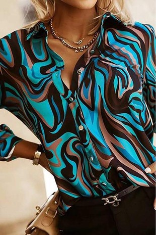 Print Long Sleeves Blouse