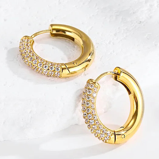 18K Real Gold Plated Round Earrings