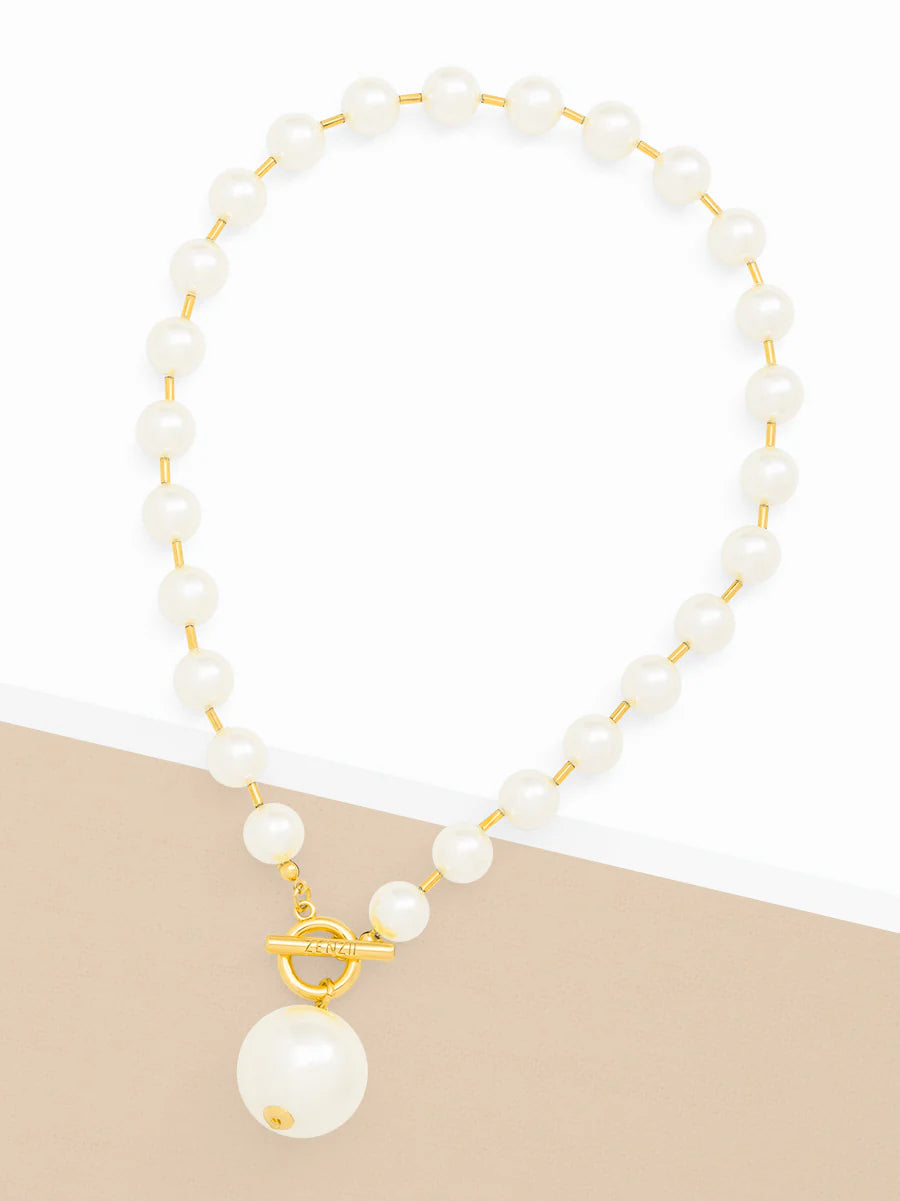 Pearl Beaded Collar Necklace with Tube Spacers Jewelry