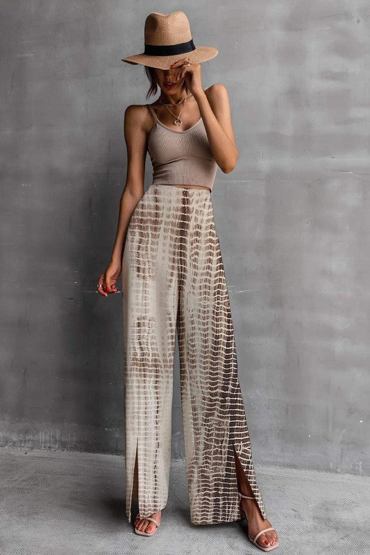SOLID SPLIT HEM PANTS
