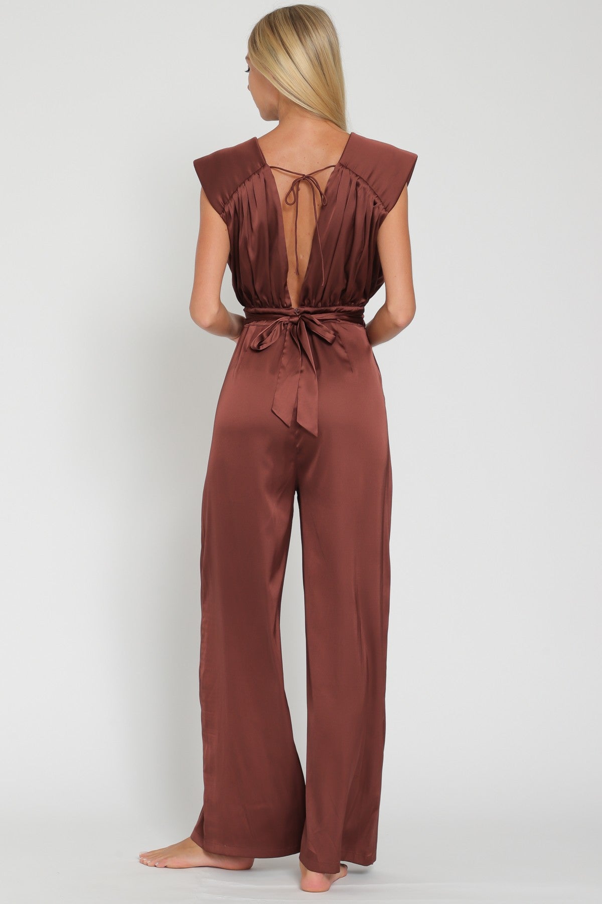 Brown Satin Jumpsuit