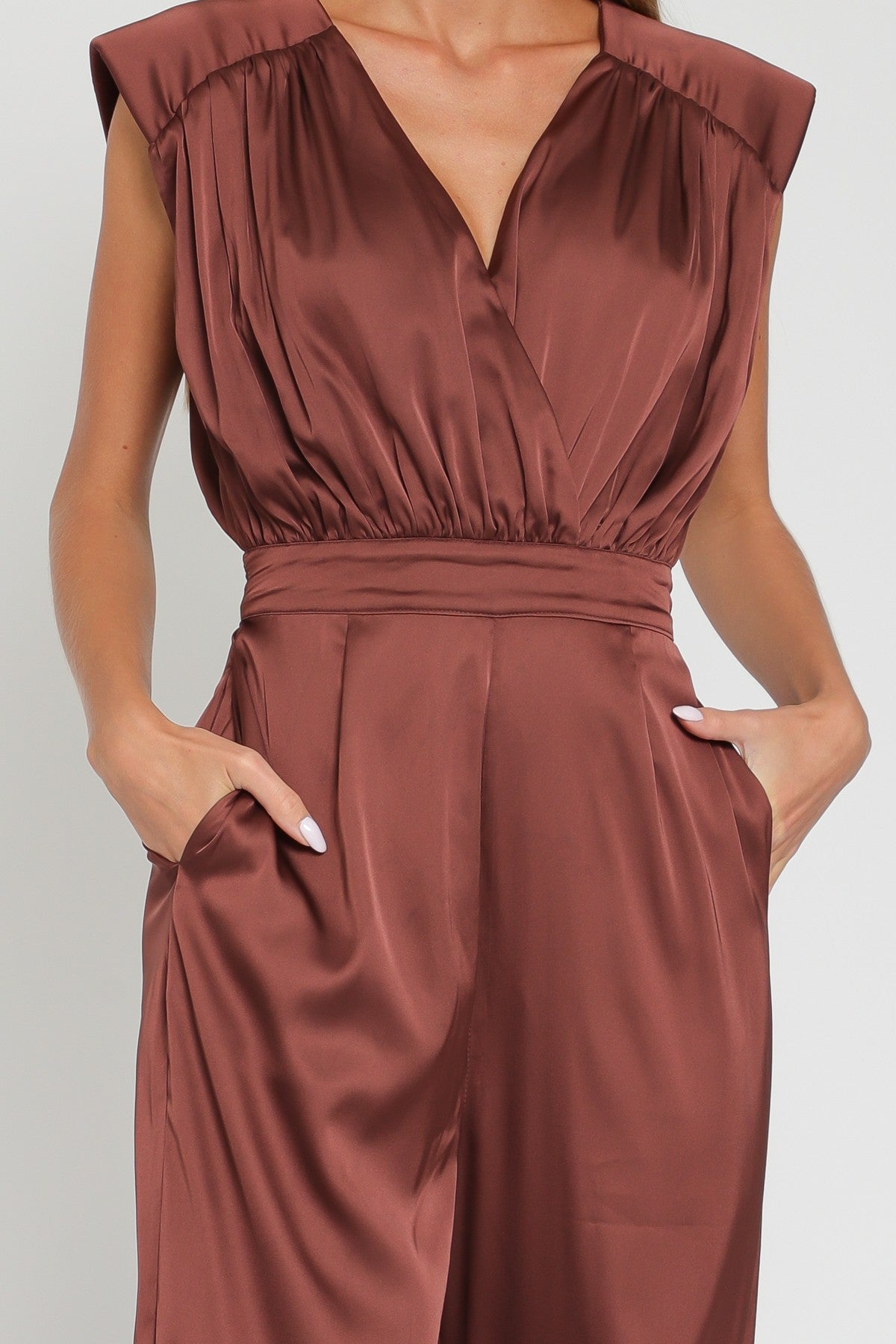 Brown Satin Jumpsuit