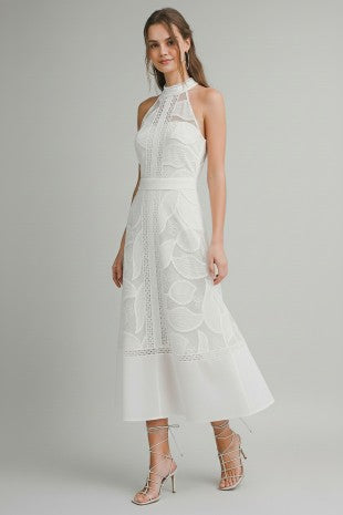 Midi White Halter Dress