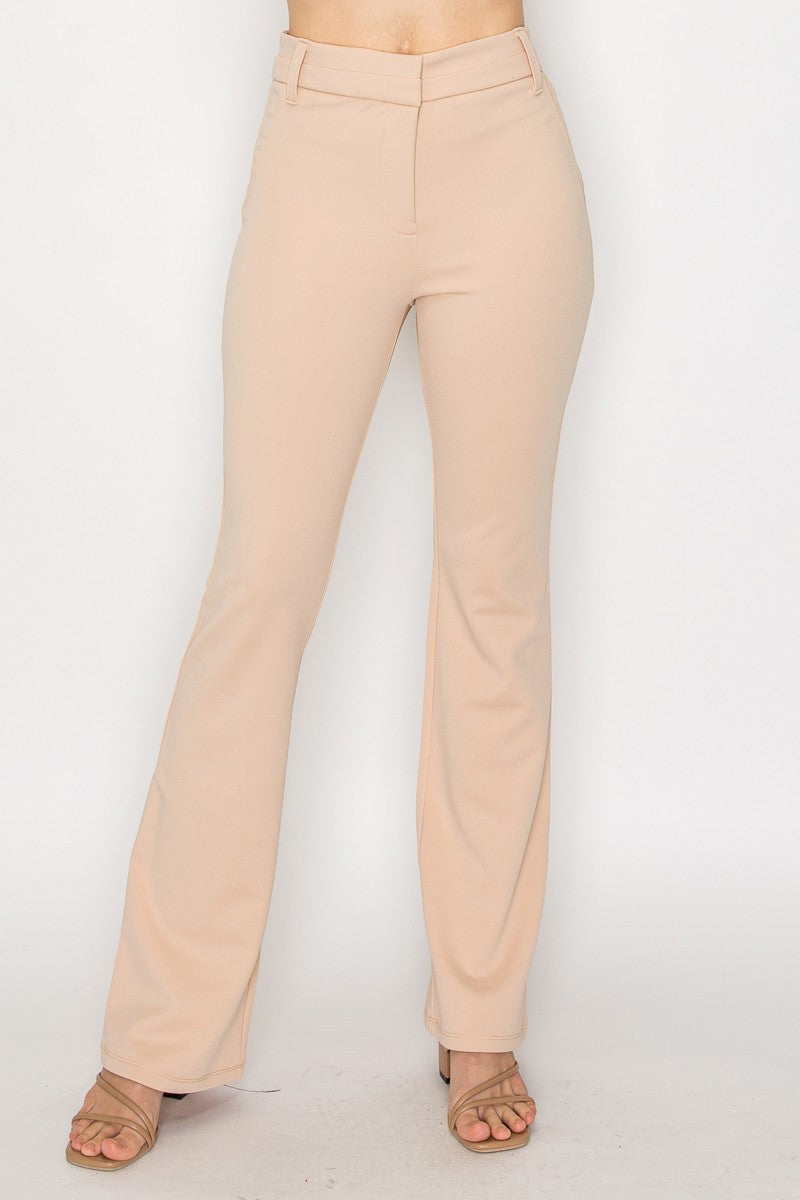Twill Fit And Flare Mid- Rise Pants Taupe