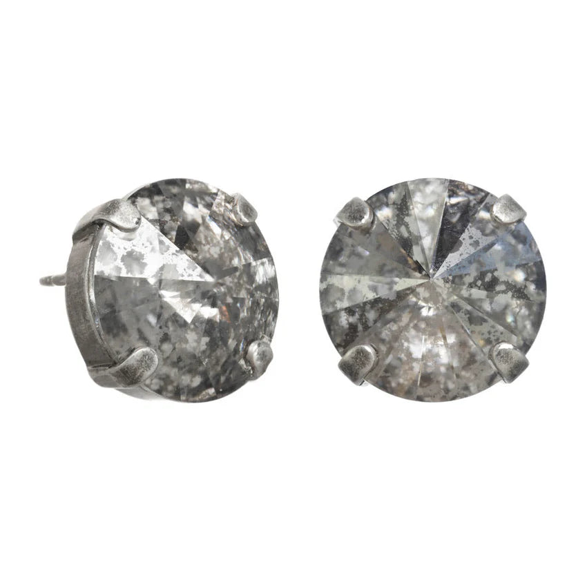 Trentley Studs In Antique Silver Clear