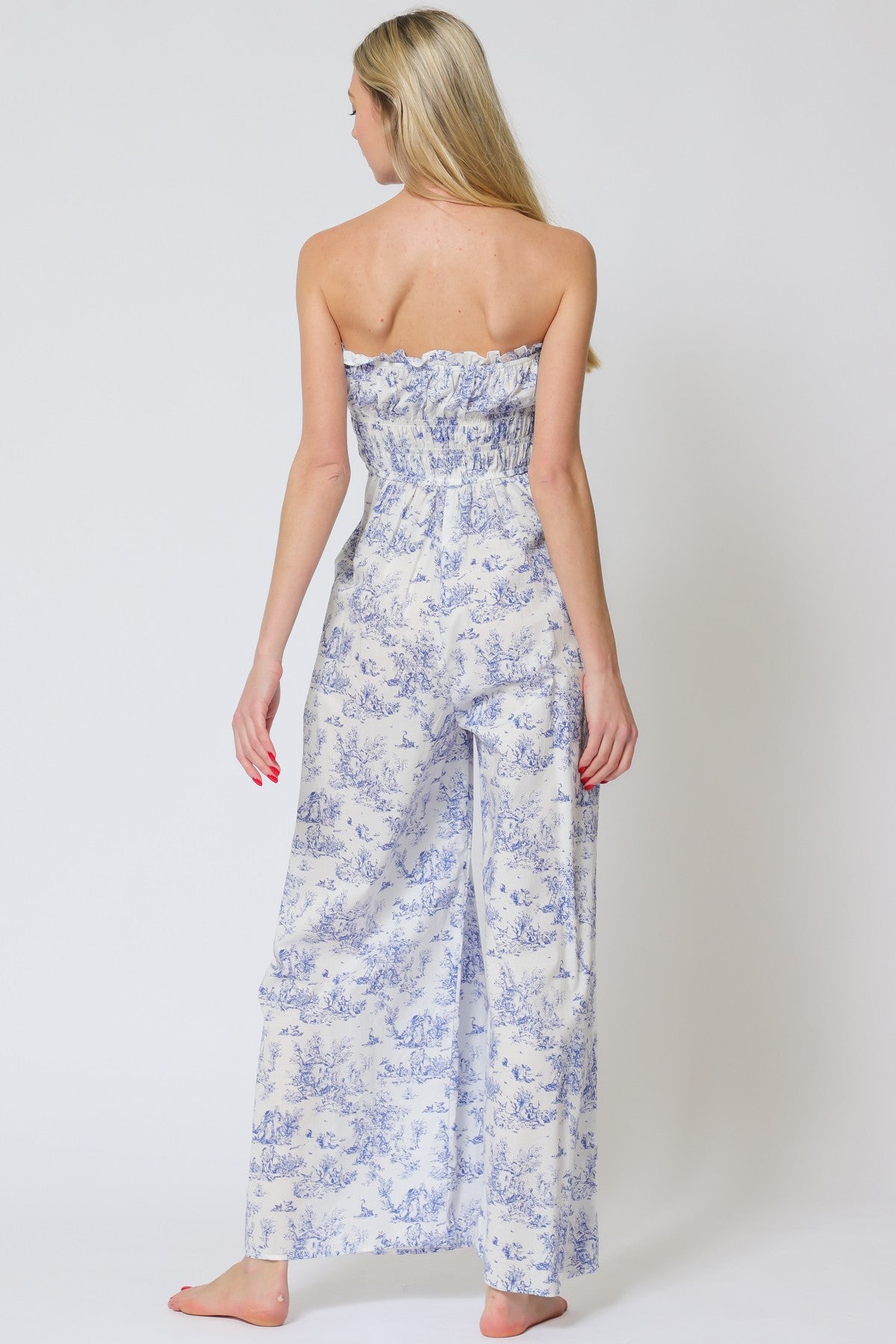 Tube Tie Front Strap Elastic Waisted Jumpsuit