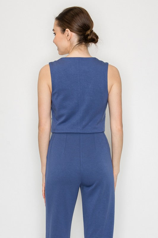 Button - Down Crop Vest Top