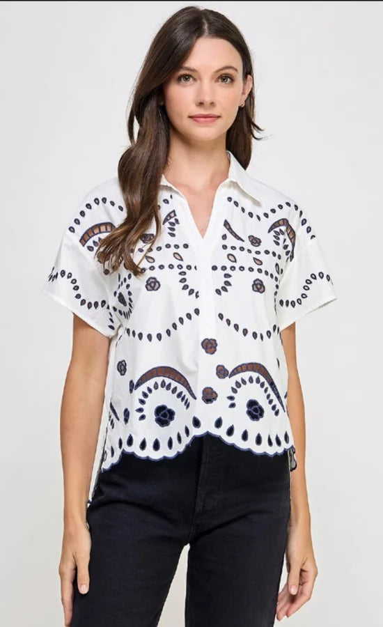 Embroidery Top White