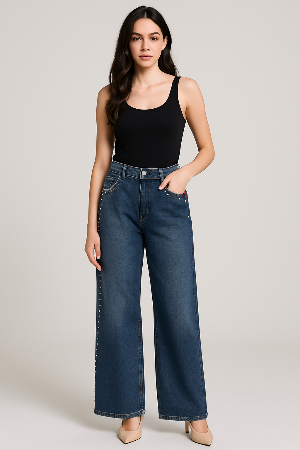 Rhinestone Gems DENIM PANTS