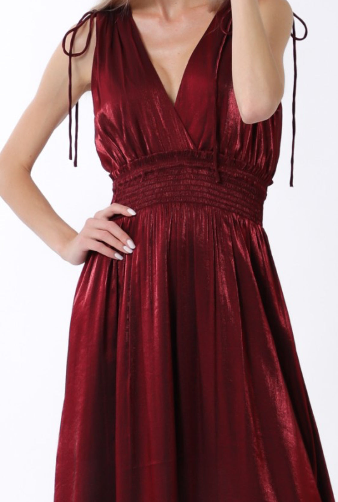 Sleeveless Tie Shoulder Straps Maxi Dress