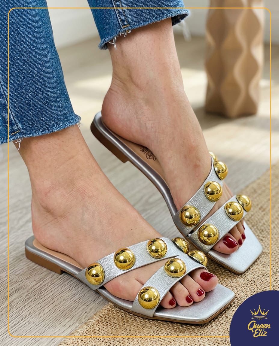 Gold Stud Luxe Slides