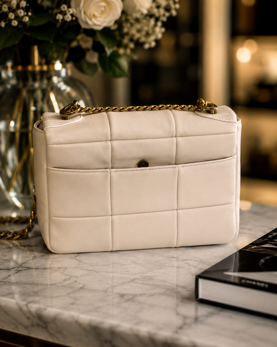 Compact Luxury designer inspired Bag in ivory