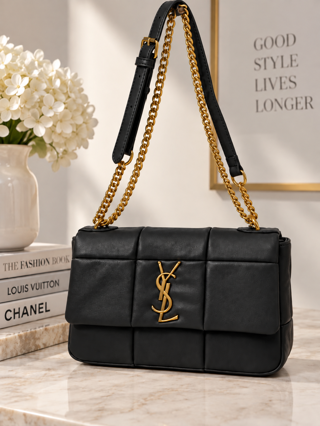 Designer-Inspired Luxe Padded Chain Shoulder Bag