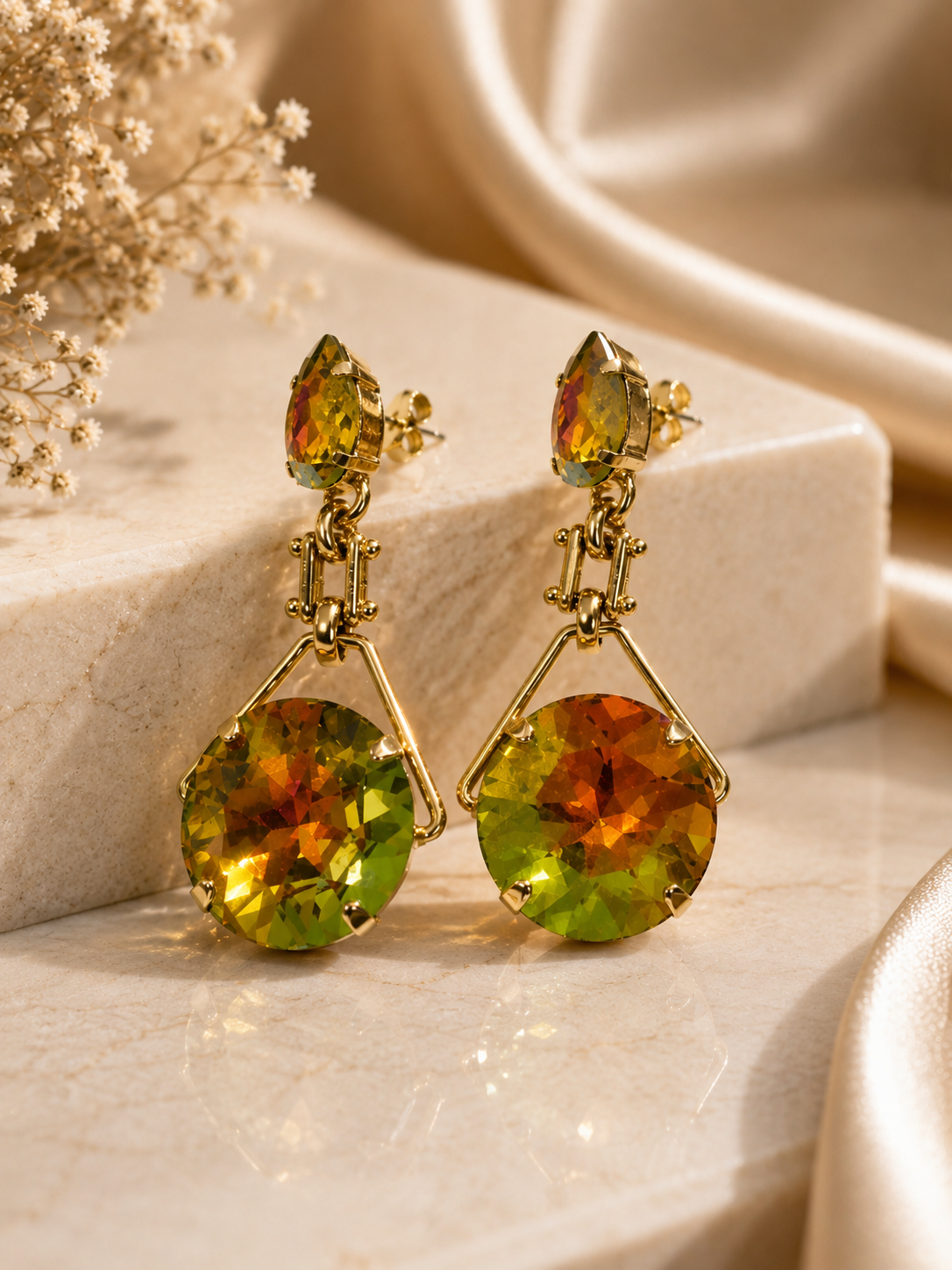 TaoVA Volcano Swarovski Crystal Gold-Plated Statement Earrings