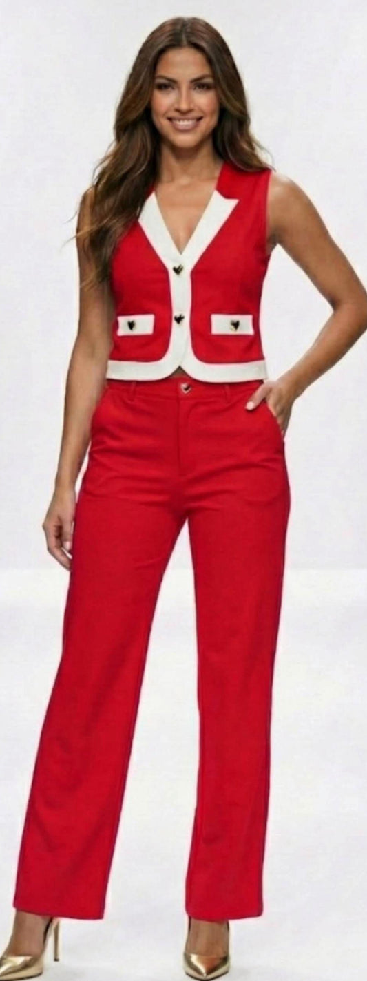 Chic Contrast Two-Piece Red