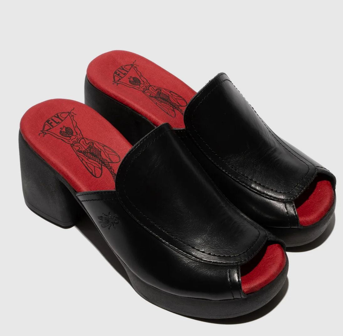 Bold Luxe Platform Mules Black