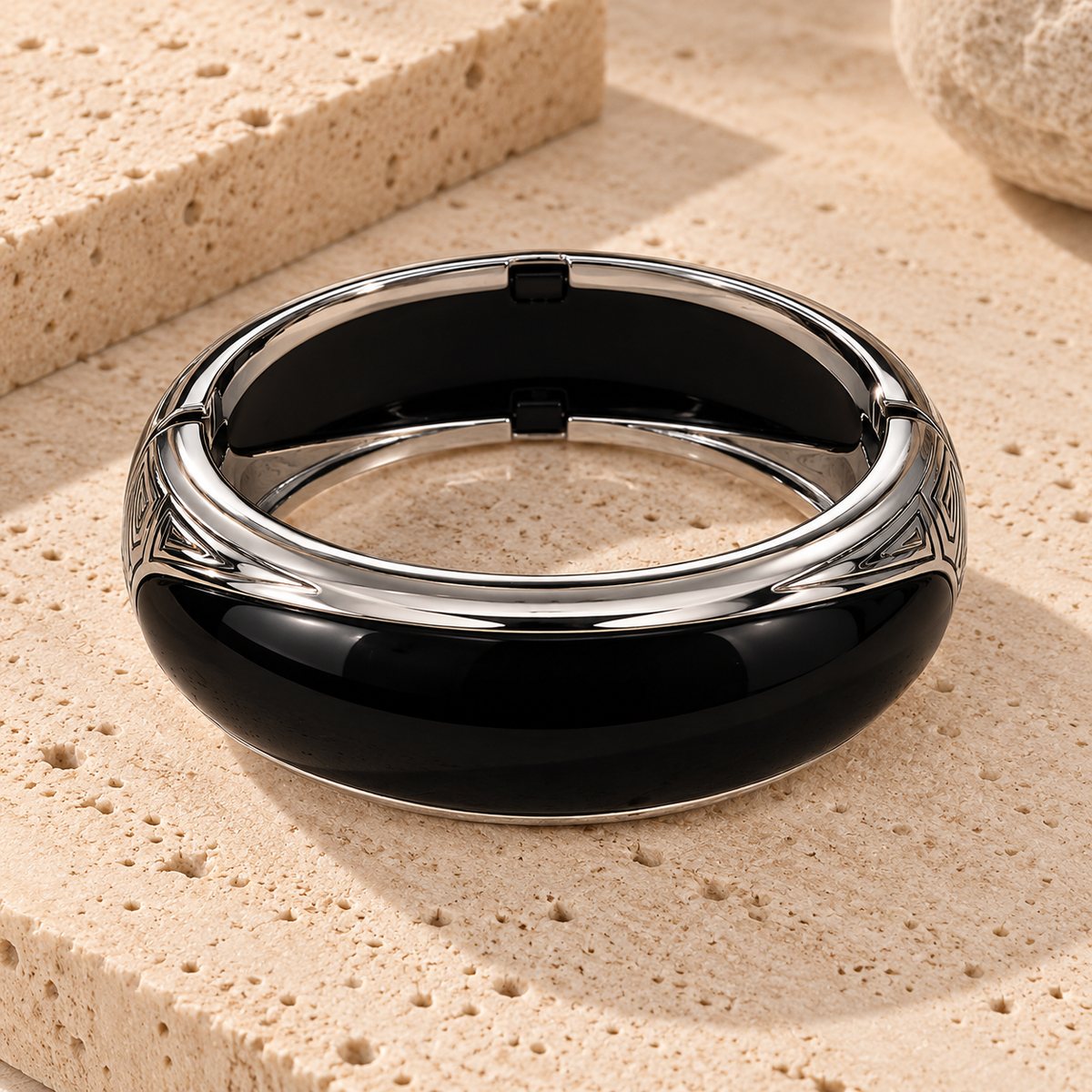 Noir Sculpted Statement Bracelet