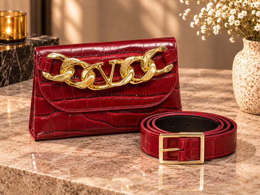 Wine Designer-Inspired Croc Convertible Bag