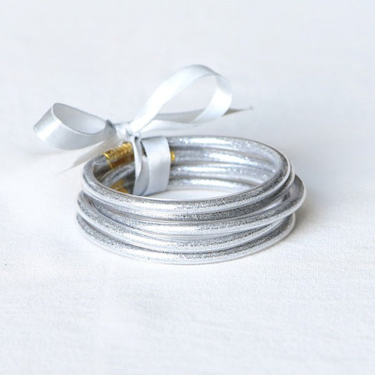 Glitter Jelly Tube Bangles Silver