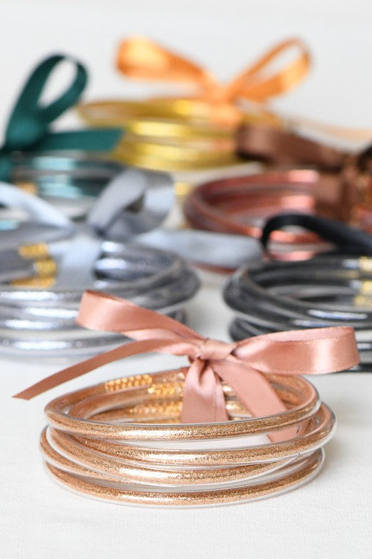 Glitter Jelly Tube Bangles Gold Rose