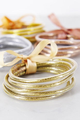 Glitter Jelly Tube Bangles Gold