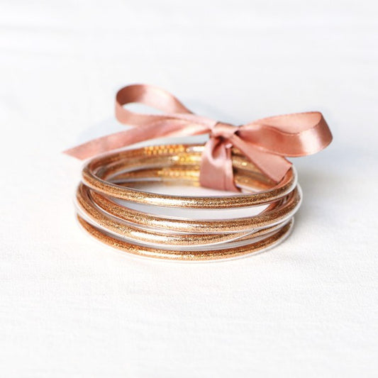 Glitter Jelly Tube Bangles Gold Rose