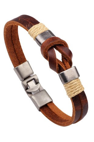 Knot Leather Bracelet For Mens