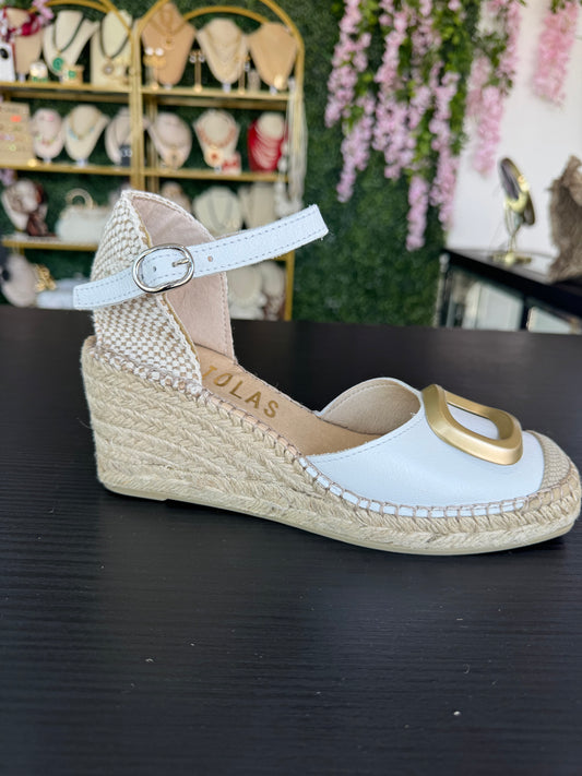 Espadrille White Leather Upper Fabiolas