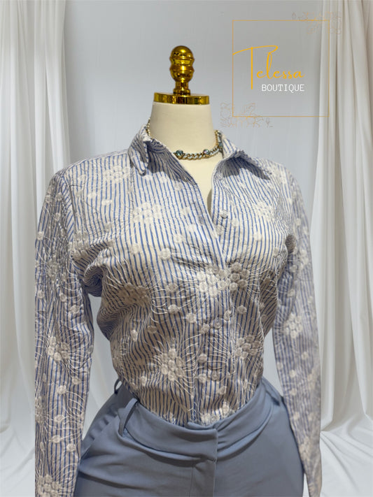 Embroidery Stripe Blouse