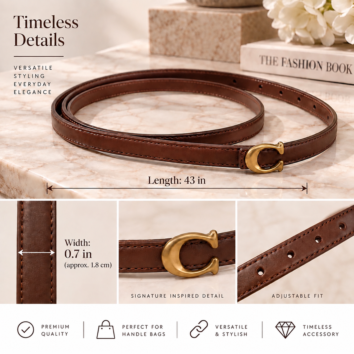 C-Inspired Classic Belt Dark Brown