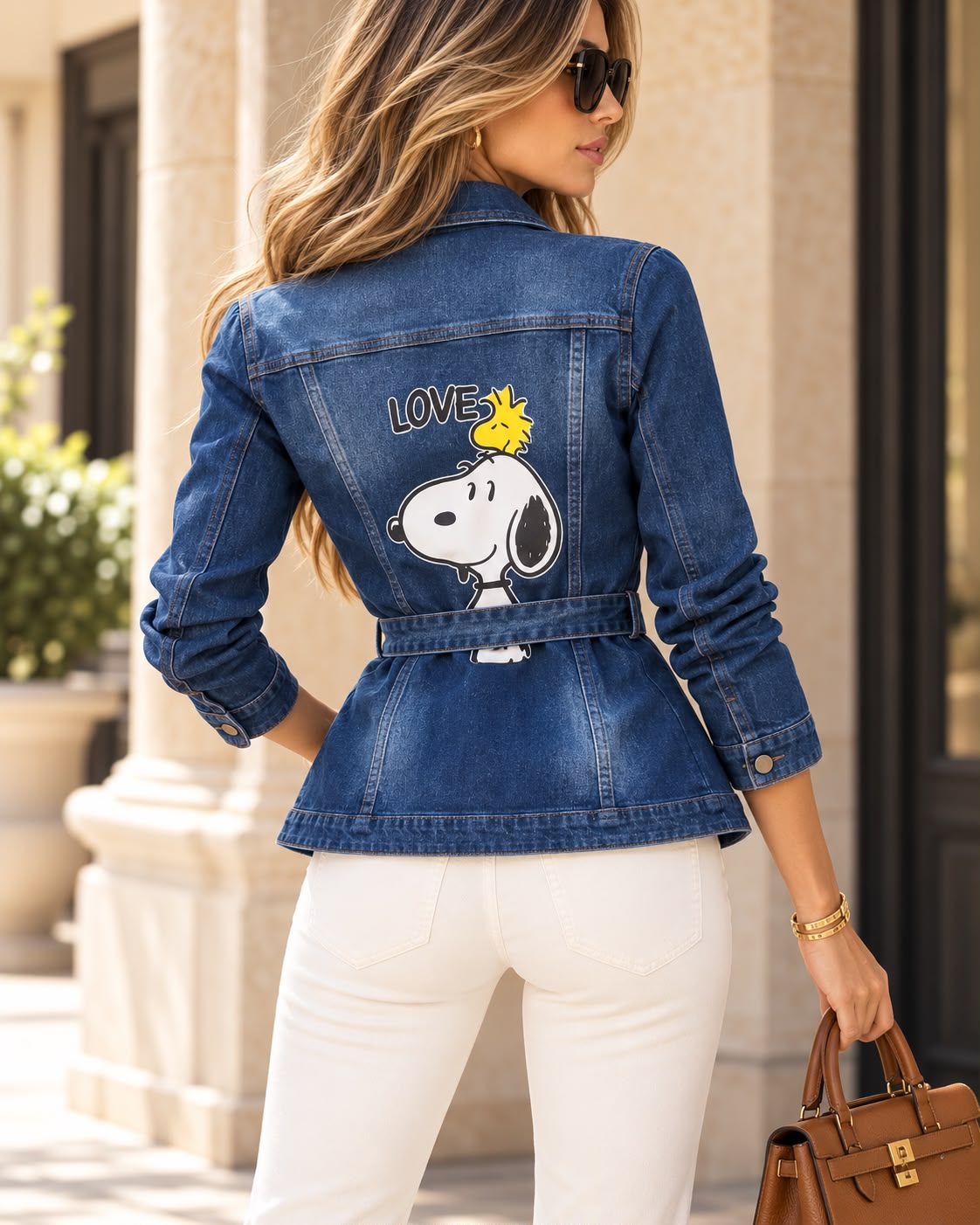 Snoopy Love Belted Denim Jacket