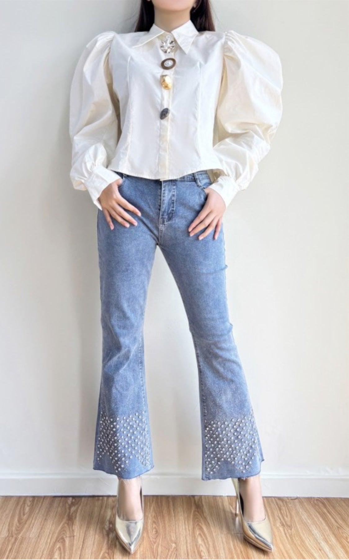 Flared Jean With Rhinestones