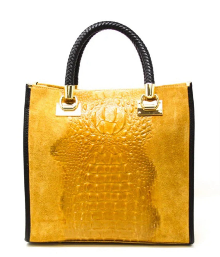 GENUINE ITALIAN LEATHER PORTFOLIO BAG MUSTARD