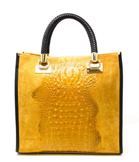 GENUINE ITALIAN LEATHER PORTFOLIO BAG MUSTARD
