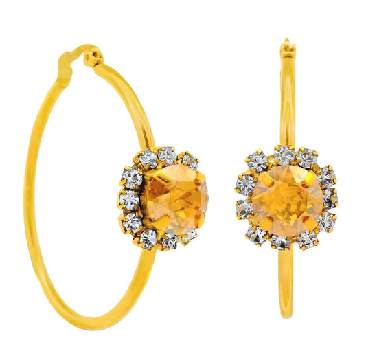 Mini Bianca Hoops In Clear And Caramel