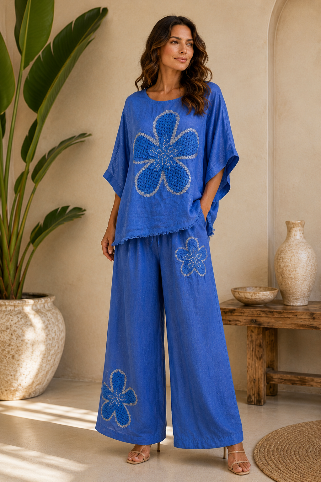 Blue Blossom Italian Linen Set