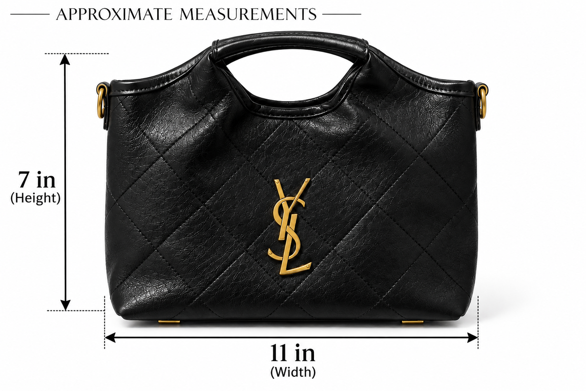 Designer-Inspired Quilted Top Bag Black