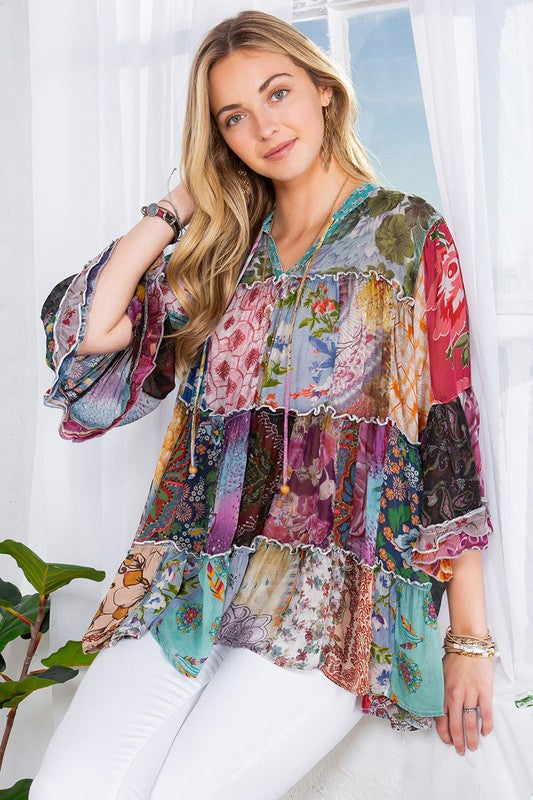 Bohemian 3/4 Top In Grey