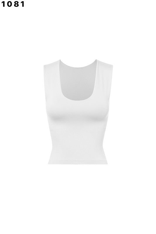 Inner-lined Wide Shoulder Tank In A Vibrant White