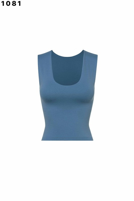 Inner-lined Wide Shoulder Tank In A Vibrant Teal