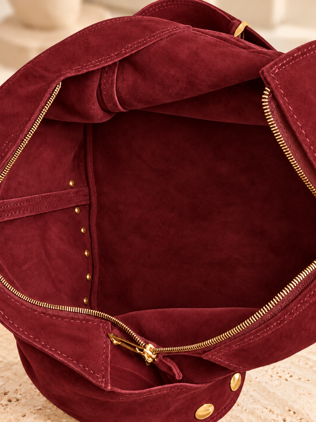 Red Gold Studded Hobo Bag