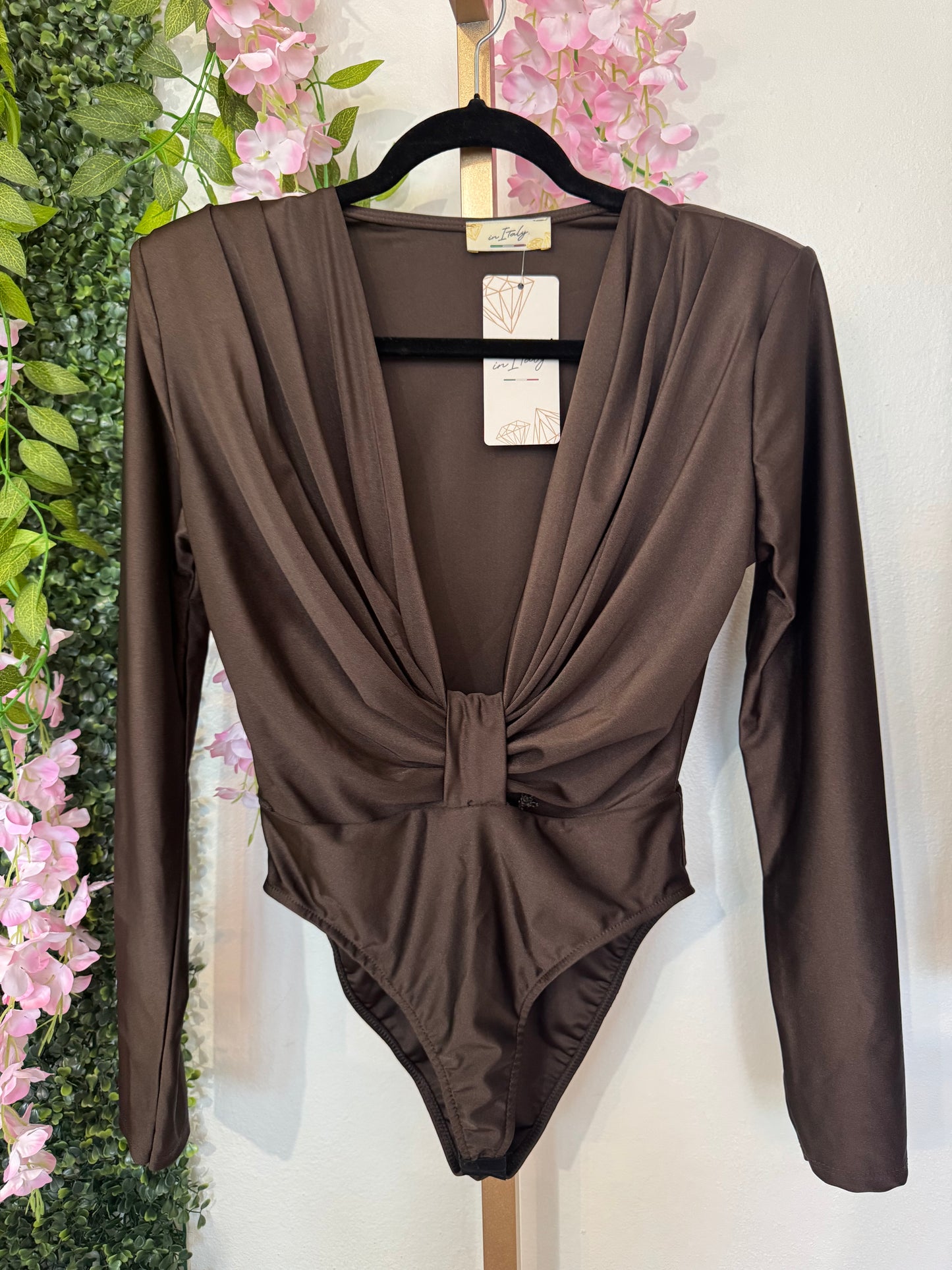 Italian Long Sleeve Bodysuit Brown